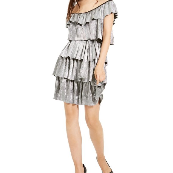 MICHAEL KORS off-the-shoulder metallic dress -XXS - Picture 2 of 7